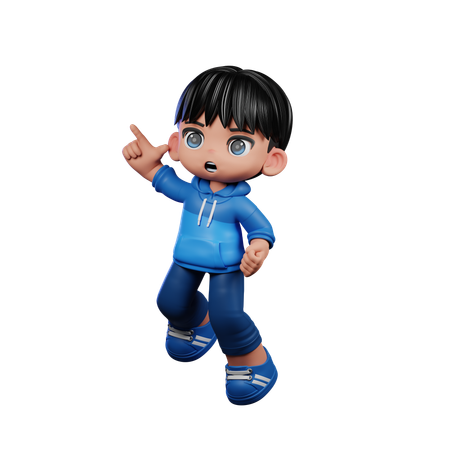 Cute Boy Doing Happy Jumping Pose  3D Illustration