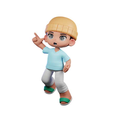 Cute Boy Doing Happy Jumping Pose  3D Illustration