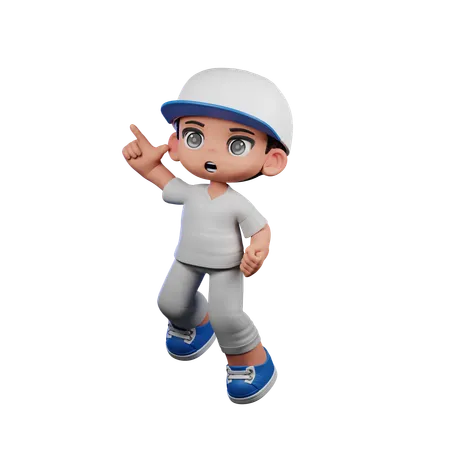 Cute Boy Doing Happy Jumping Pose  3D Illustration