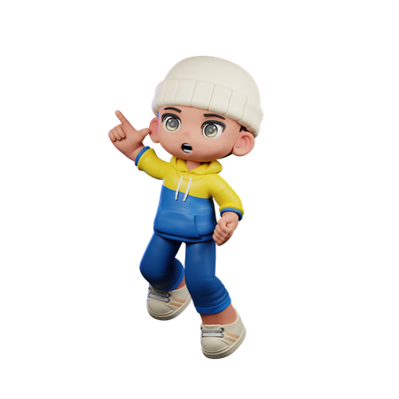 Cute Boy Doing Happy Jumping Pose  3D Illustration