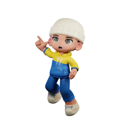 Cute Boy Doing Happy Jumping Pose  3D Illustration