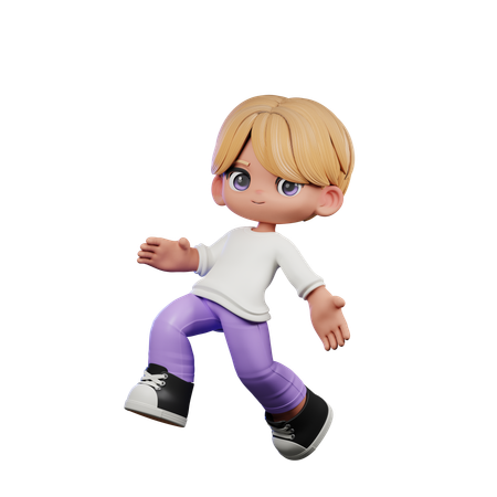 Cute Boy Doing Happy Jumping Pose  3D Illustration