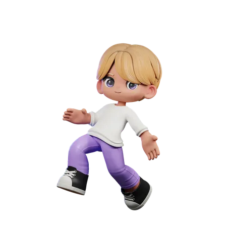 Cute Boy Doing Happy Jumping Pose  3D Illustration