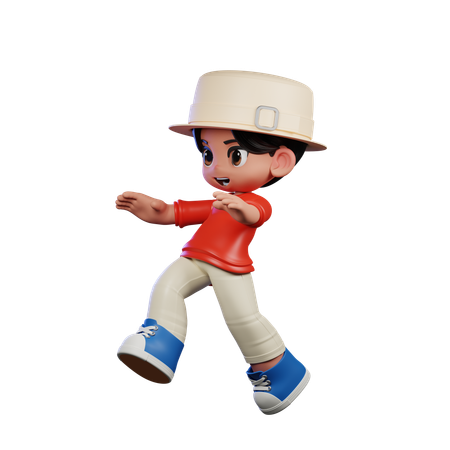 Cute Boy Doing Jump  3D Illustration