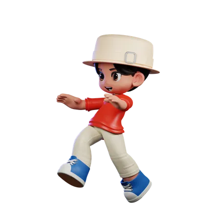 Cute Boy Doing Jump  3D Illustration