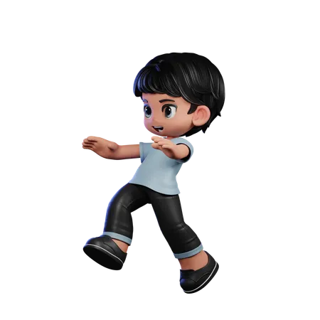 Cute Boy Doing Jump Pose  3D Illustration