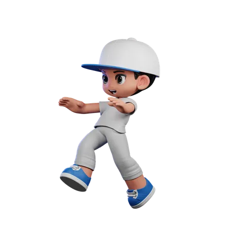 Cute Boy Doing Jump Pose  3D Illustration