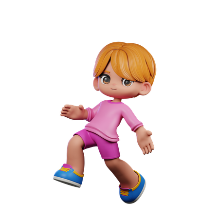 Cute Boy Doing Jump Pose  3D Illustration