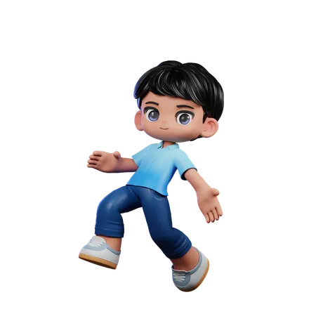 Cute Boy Doing Jump Pose  3D Illustration