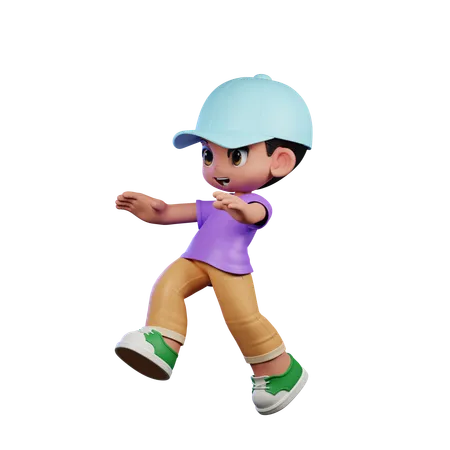 Cute Boy Doing Jump Pose  3D Illustration