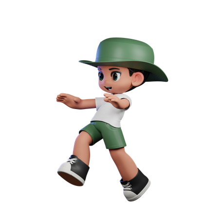 Cute Boy Doing Jump Pose  3D Illustration