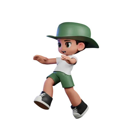 Cute Boy Doing Jump Pose  3D Illustration