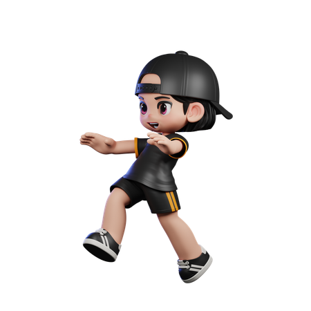 Cute Boy Doing Jump Pose  3D Illustration