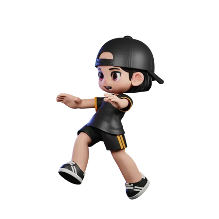 Cute Boy Doing Jump Pose  3D Illustration