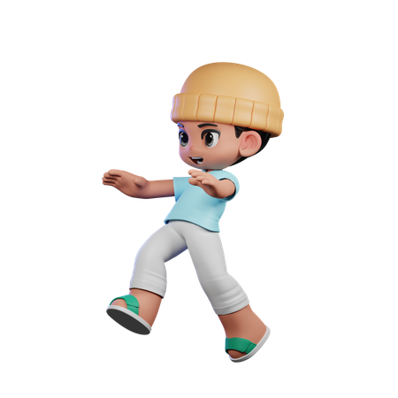 Cute Boy Doing Jump Pose  3D Illustration