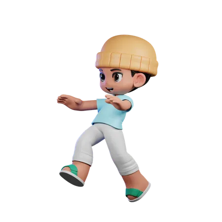 Cute Boy Doing Jump Pose  3D Illustration