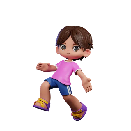 Cute Boy Doing Jump Pose  3D Illustration