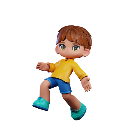 Cute Boy Doing Jump Pose  3D Illustration