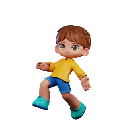 Cute Boy Doing Jump Pose  3D Illustration