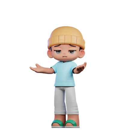 Cute Boy Doing No Idea Pose  3D Illustration
