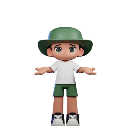 Cute Boy Doing No Idea Pose  3D Illustration