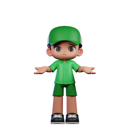 Cute Boy Doing No Idea Pose  3D Illustration