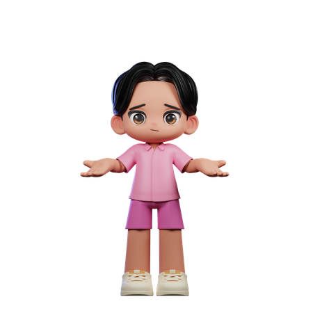 Cute Boy Doing No Idea Pose  3D Illustration