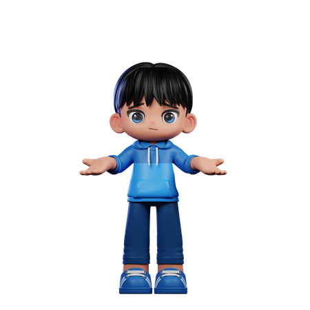 Cute Boy Doing No Idea Pose  3D Illustration