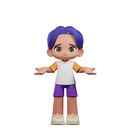 Cute Boy Doing No Idea Pose  3D Illustration