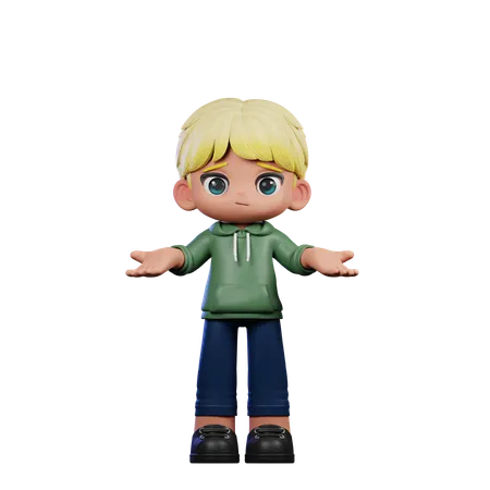 Cute Boy Doing No Idea Pose  3D Illustration