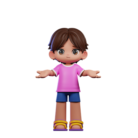 Cute Boy Doing No Idea Pose  3D Illustration