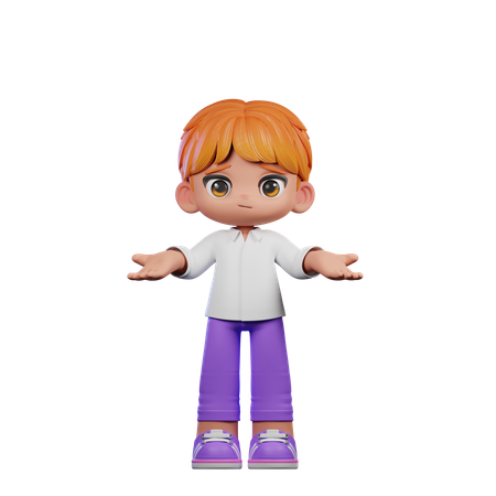 Cute Boy Doing No Idea Pose  3D Illustration