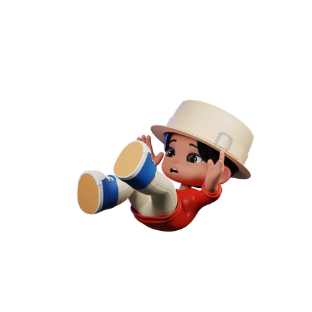 Cute Boy Falling Down  3D Icon