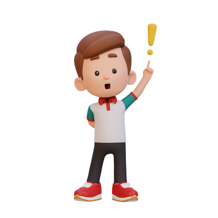 Cute Boy Getting Idea  3D Icon