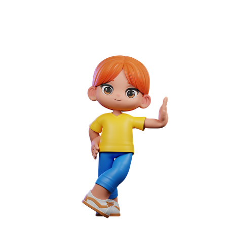 Cute Boy Giving Acting Cool Pose  3D Illustration