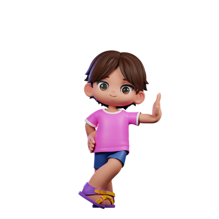 Cute Boy Giving Acting Cool Pose  3D Illustration