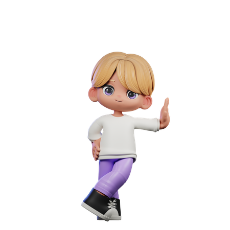 Cute Boy Giving Acting Cool Pose  3D Illustration