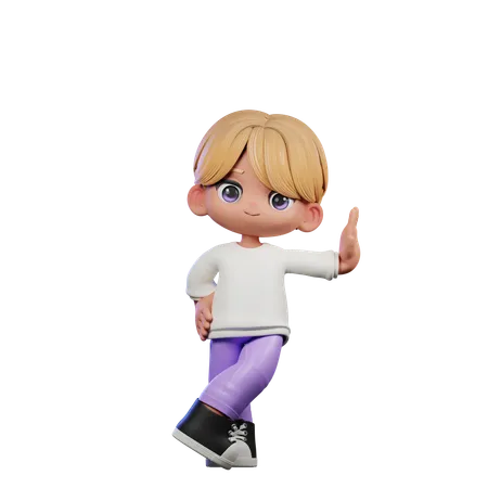 Cute Boy Giving Acting Cool Pose  3D Illustration