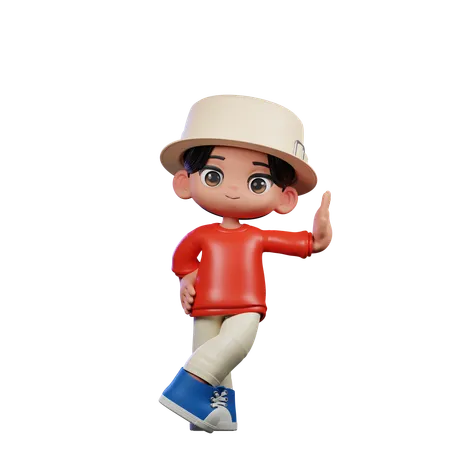 Cute Boy Giving Acting Cool Pose  3D Illustration