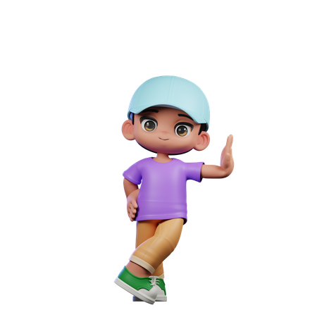 Cute Boy Giving Acting Cool Pose  3D Illustration