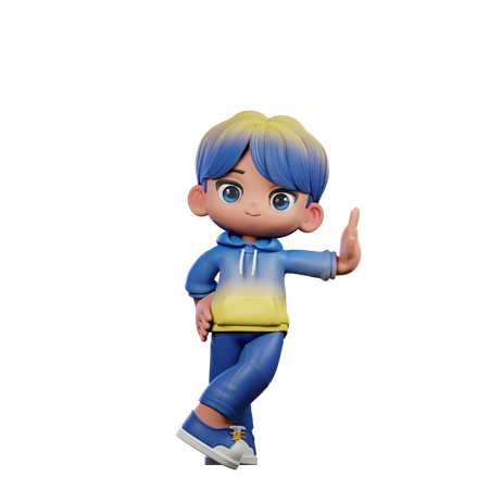 Cute Boy Giving Acting Cool Pose  3D Illustration