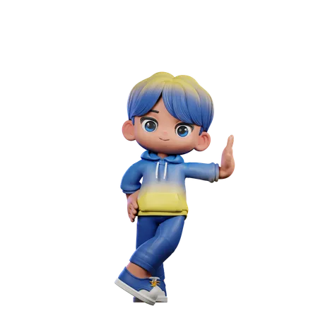 Cute Boy Giving Acting Cool Pose  3D Illustration