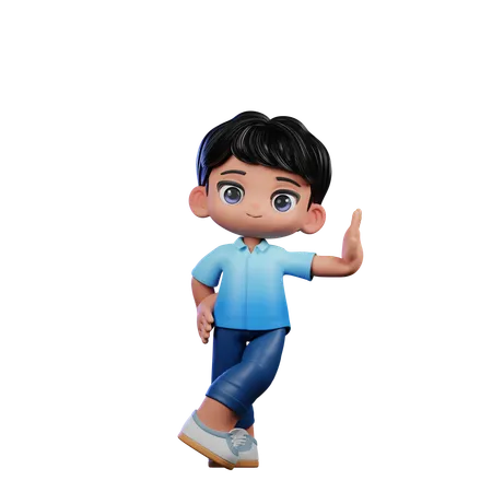 Cute Boy Giving Acting Cool Pose  3D Illustration