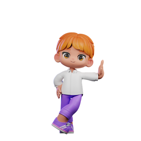 Cute Boy Giving Acting Cool Pose  3D Illustration