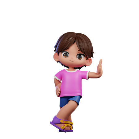 Cute Boy Giving Acting Cool Pose  3D Illustration