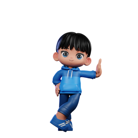 Cute Boy Giving Acting Cool Pose  3D Illustration