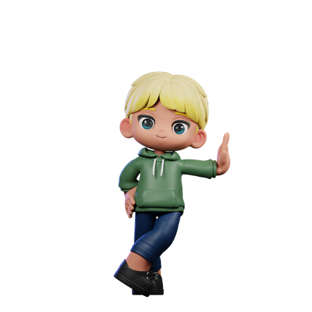 Cute Boy Giving Acting Cool Pose  3D Illustration