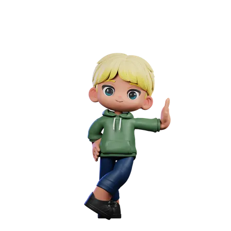 Cute Boy Giving Acting Cool Pose  3D Illustration