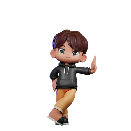 Cute Boy Giving Acting Cool Pose  3D Illustration