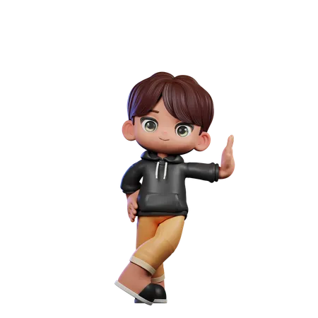 Cute Boy Giving Acting Cool Pose  3D Illustration